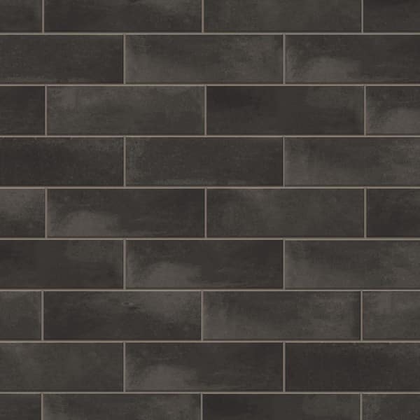 Merola Tile Coco Glossy Black Hat 2 in. x 5-7/8 in. Porcelain Wall Tile (5.94 sq. ft./Case)