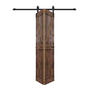 K Style 48 in. x 84 in. Dark Walnut Solid Wood Bi-Fold Barn Door Hardware Kit -Assembly Needed