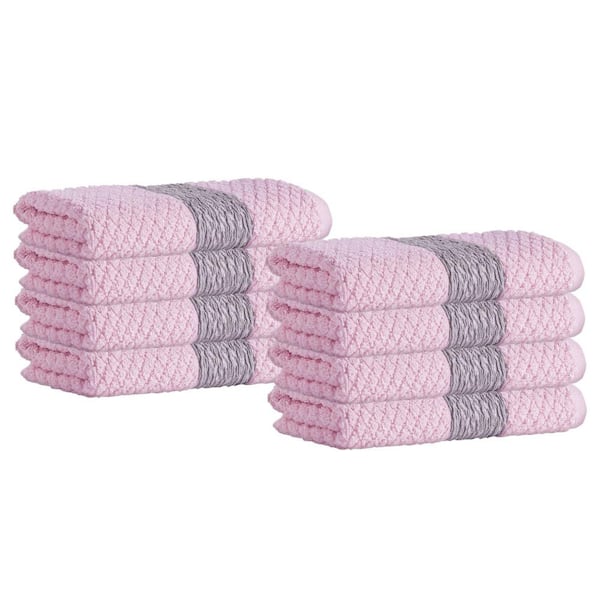 Unbranded Anton 8-Pieces Pink Turkish Cotton Hand Towels