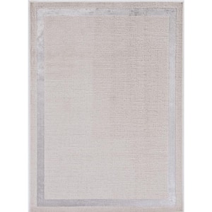 Clara Ivory/Silver 5 ft. x 8 ft. Solid Contemporary Area Rug