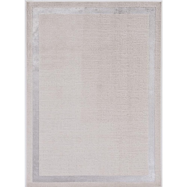 MILLERTON HOME Clara Ivory/Silver 8 ft. x 10 ft. Solid Contemporary Area Rug