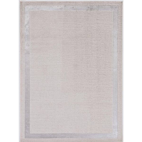 MILLERTON HOME Clara Ivory/Silver 10 ft. x 13 ft. Solid Contemporary Area Rug