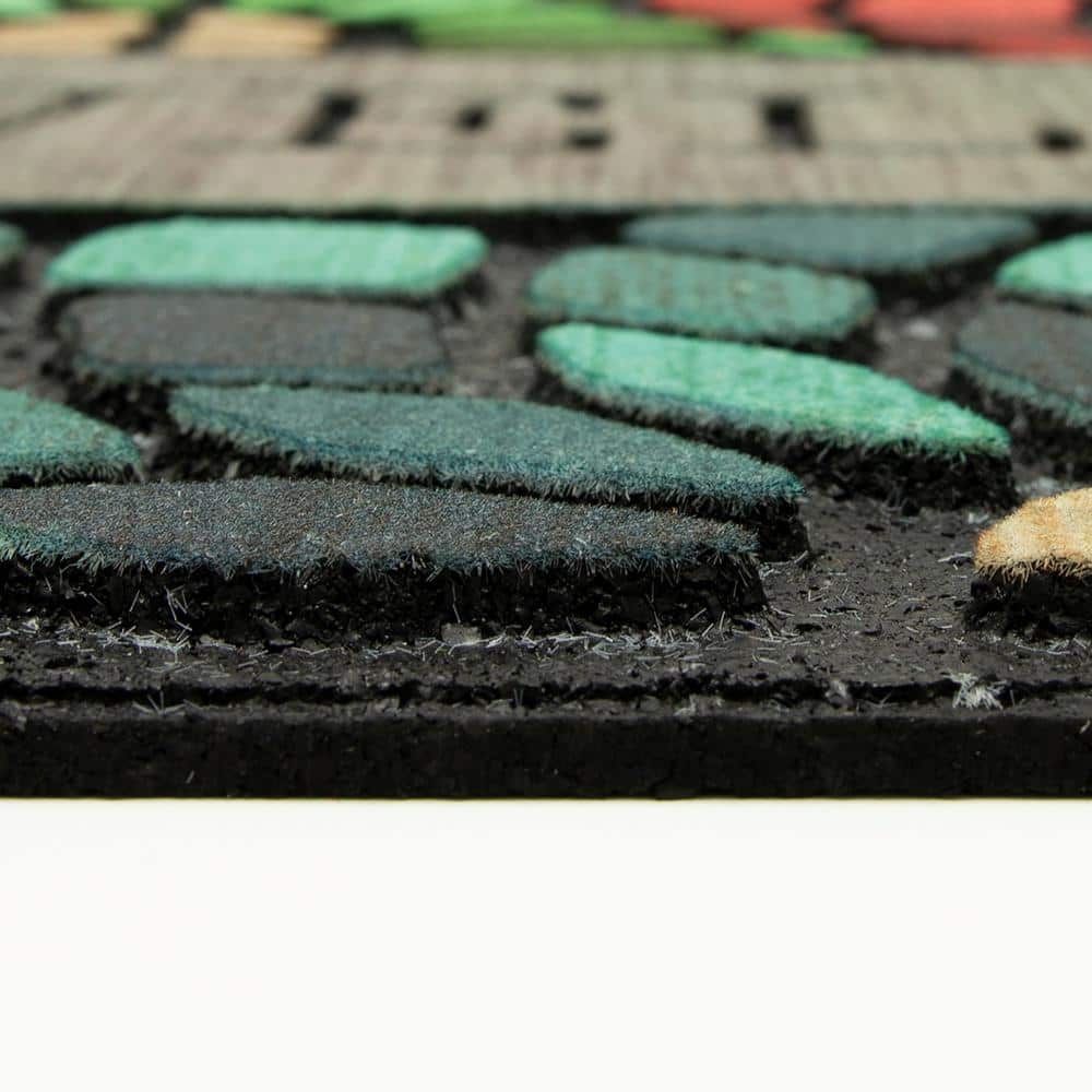 Multicolor Stained Glass Floret Welcome Outdoor Mat