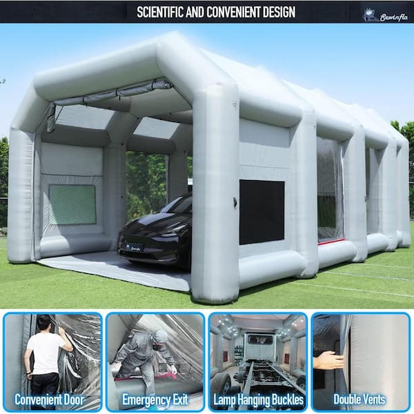 33 ft. x 16.5 ft. x 11.5 ft. Portable Inflatable Paint Booth with 3-Blowers and Air Filter System