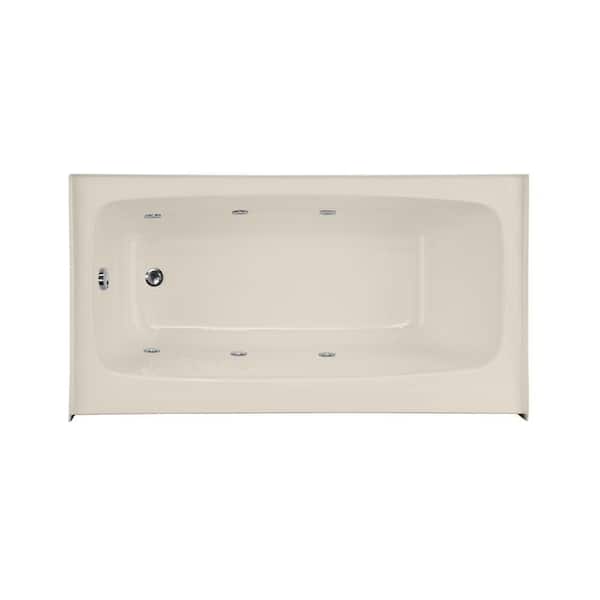 Hydro Systems Trenton Shallow Depth 66 in. x 32 in. Acrylic Alcove Whirlpool Bathtub with Left Hand Drain in Biscuit