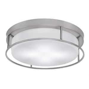 Ashland 18 in. 4 Light Brushed Nickel Flush Mount with White Marble Glass Shade No Bulbs Included