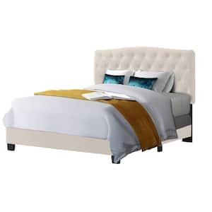Cape Coral Beige Twin Upholstered Panel Bed