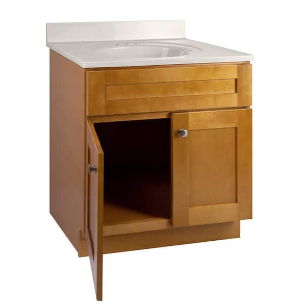 Brookings Solid Wood 31 in. W x 22 in. D Bath Vanity in Birch with Ivory Swirl Cultured Marble Top