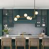 RRTYO Herculaneum 6-Light Brass Mid-Century Modern Linear Bubble Chandelier with Opal Globe Glass Shade for Kitchen Island 81010000042438