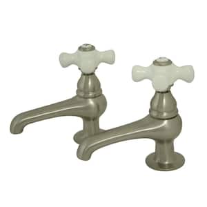 Restoration Old-Fashion Basin Tap 4 in. Centerset 2-Handle Bathroom Faucet in Brushed Nickel