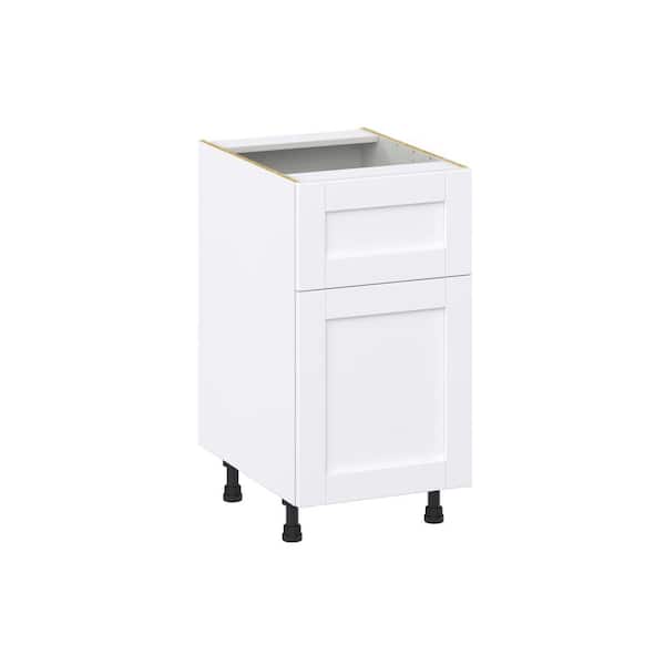 J COLLECTION Milton 18 in. W x 24 in. D x 34.5 in. H Assembled Shaker Base Kitchen Cabinet in Bright White with 10 in. Drawer