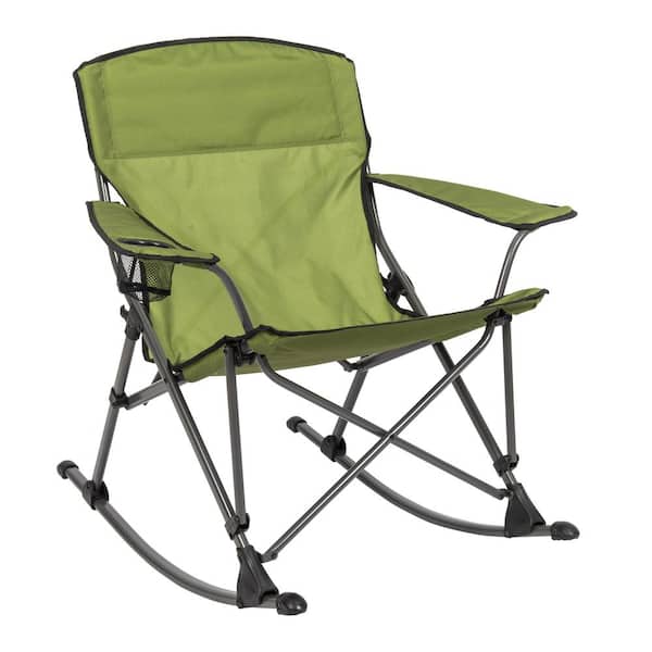 CAMP & GO Moss Polyester Soft Arm Folding Quad Rocker