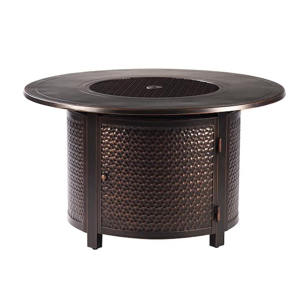 Oakland Living 44 In Round Aluminum, Home Depot Gas Fire Pit Tables