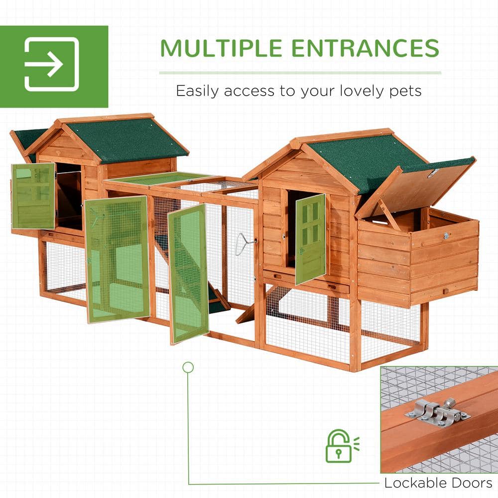 Large Dual Wooden Chicken Coop with Nesting Boxes and Ramps