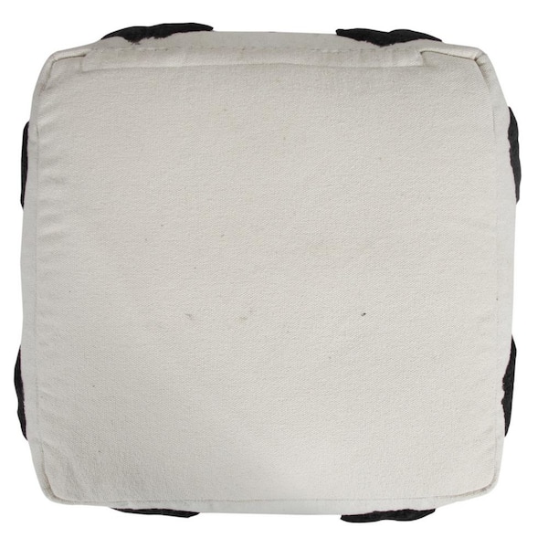 HomeRoots Amelia White Cotton Square Cube Ottoman