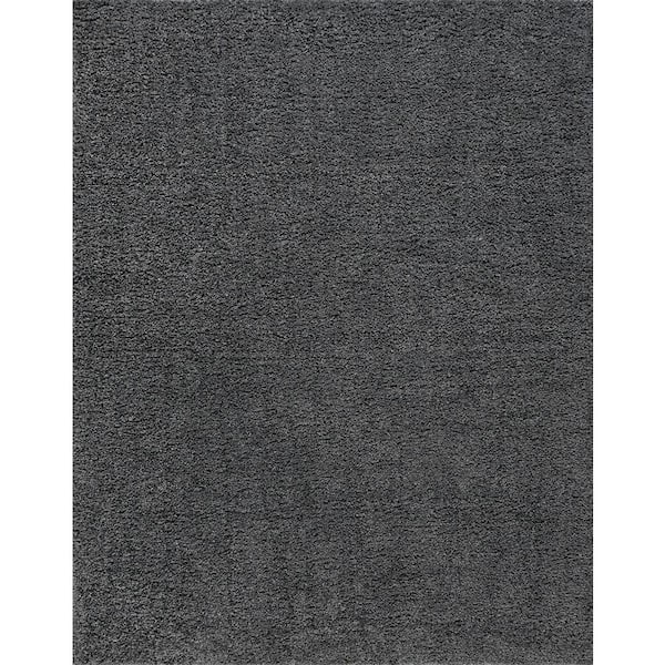Tayse Rugs Soho Shag Solid Color Gray 5 ft. x 7 ft. Indoor Area Rug