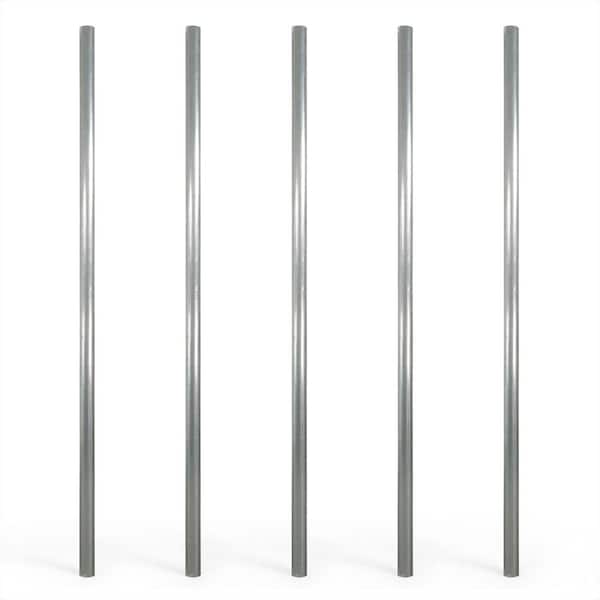 Silver Galvanized 1-7/8 in. x 1-7/8 in. x 7 ft. Steel Line Chain Link Fence Post (5 Pack)