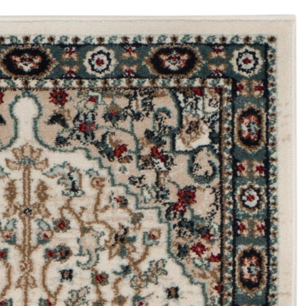 Cream and Beige Synthetic Traditional Runner Rug