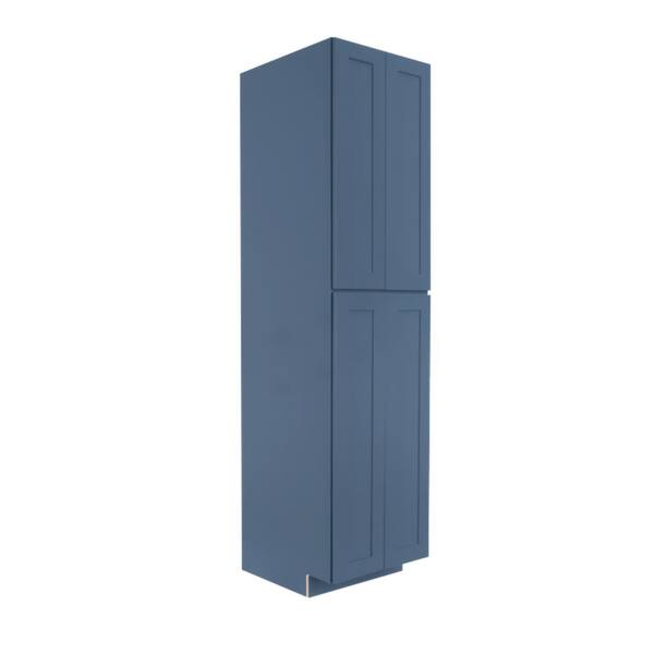 LIFEART CABINETRY Lancaster Blue Plywood Shaker Stock Assembled Tall Pantry Kitchen Cabinet 30 in. W x 84 in. D H x 27 in. D