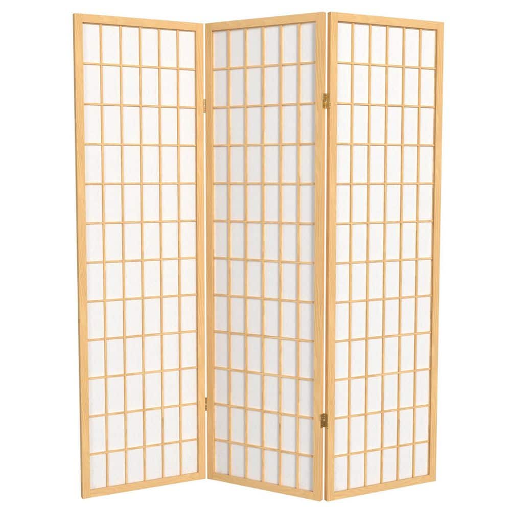 Natural 5 Ft Tall 3-Panel Shoji Screen Room Divider