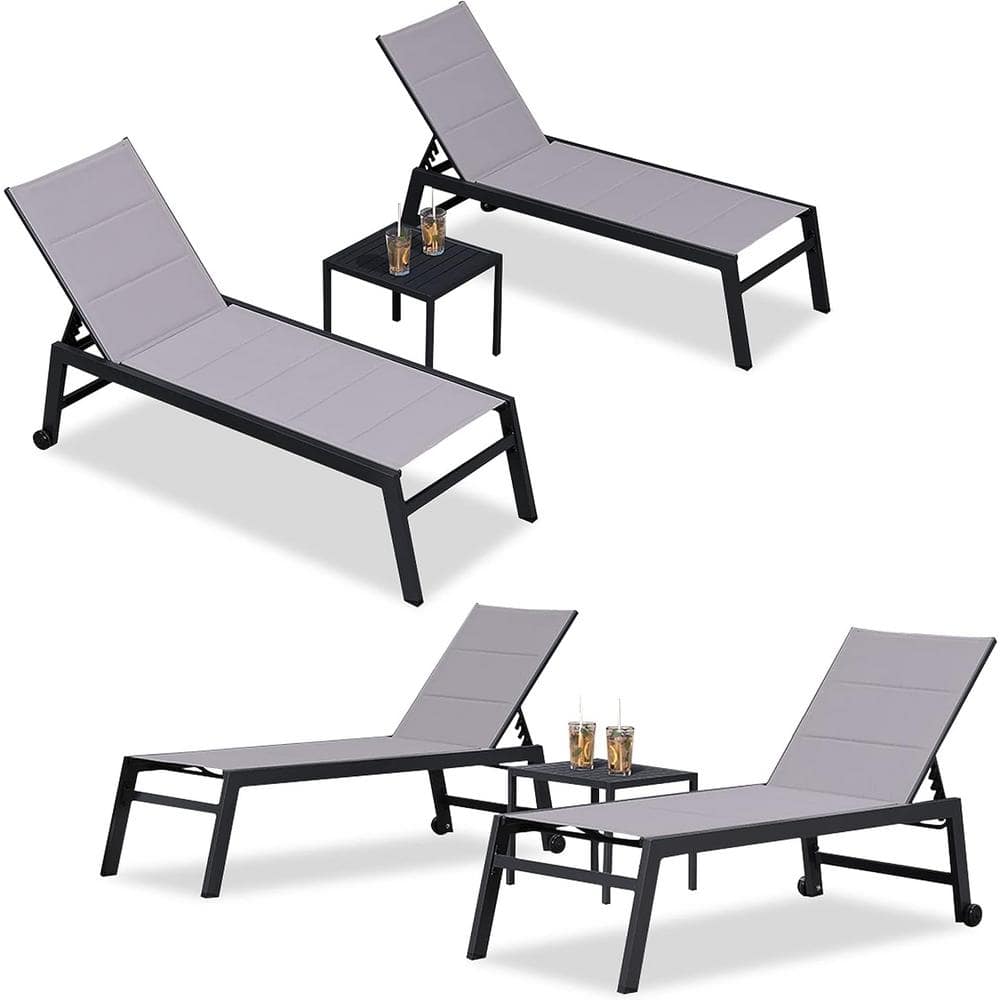 PURPLE LEAF 6Pieces Aluminum Outdoor Chaise Lounge Patio Lounge Chair