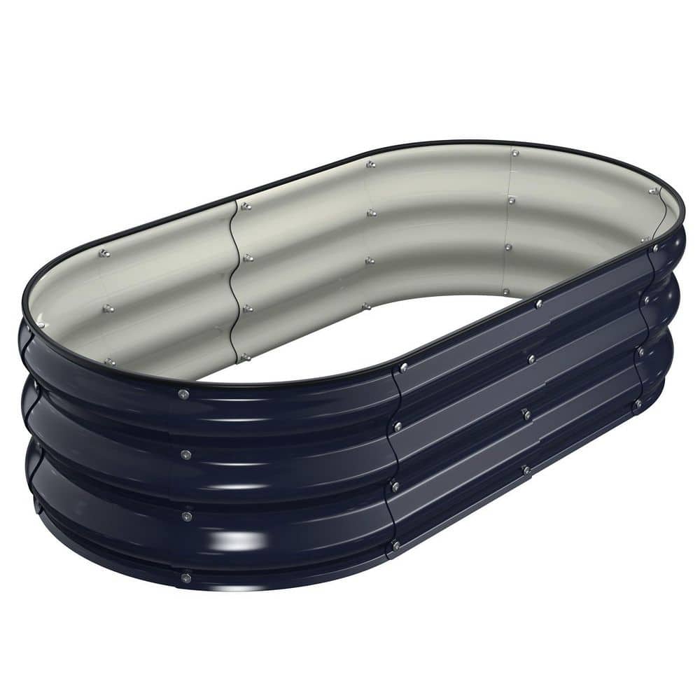 Navy Blue Corrugated Galvanized Planter Box with Safety Edging (48 in. L x 24 in. W x 12 in. H) price history on PriceWatchPro