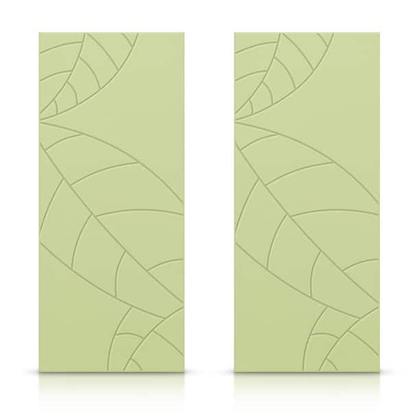 CALHOME 60 in. x 96 in. Hollow Core Sage Green Stained Composite MDF Interior Double Closet Sliding Doors