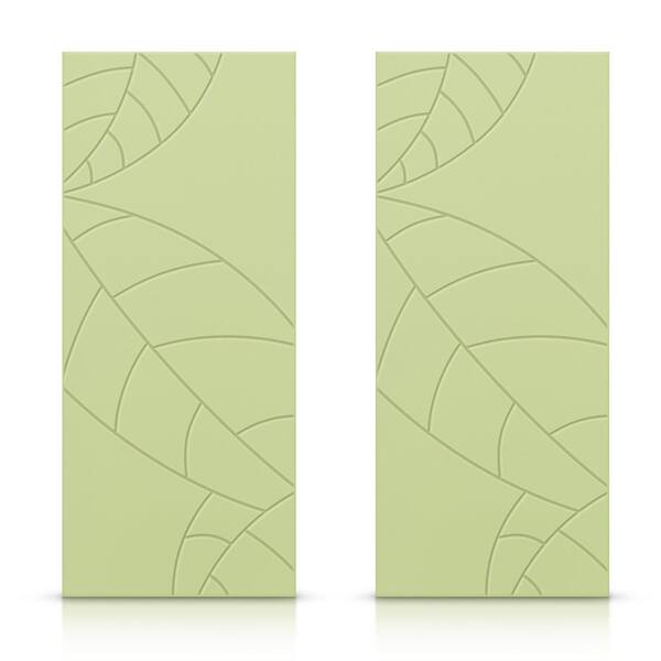 CALHOME 84 in. x 96 in. Hollow Core Sage Green Stained Composite MDF Interior Double Closet Sliding Doors