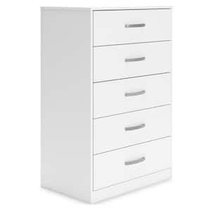 Flannia White 5 Drawer 29.88 in. Chest of Drawers