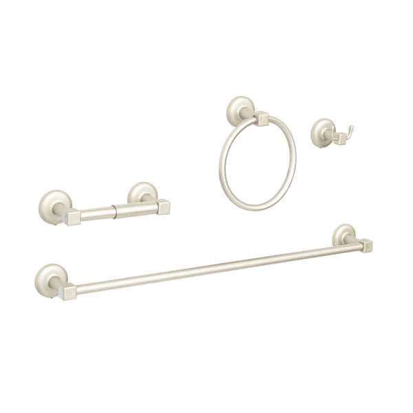 Kenney Fast Fit Macie 4-Piece Bath Hardware Set with 24 in. Towel Bar, Toilet Paper Holder, Towel Ring and Double Towel Hook