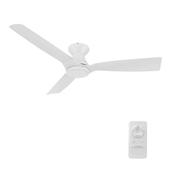 CARRO Ogden 52 in. Indoor White 10-Speed DC Motor Flush Mount Ceiling Fan with Remote Control
