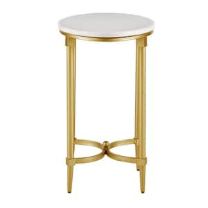 Bordeaux 22.5 in. White/Gold Oval Marble End Table