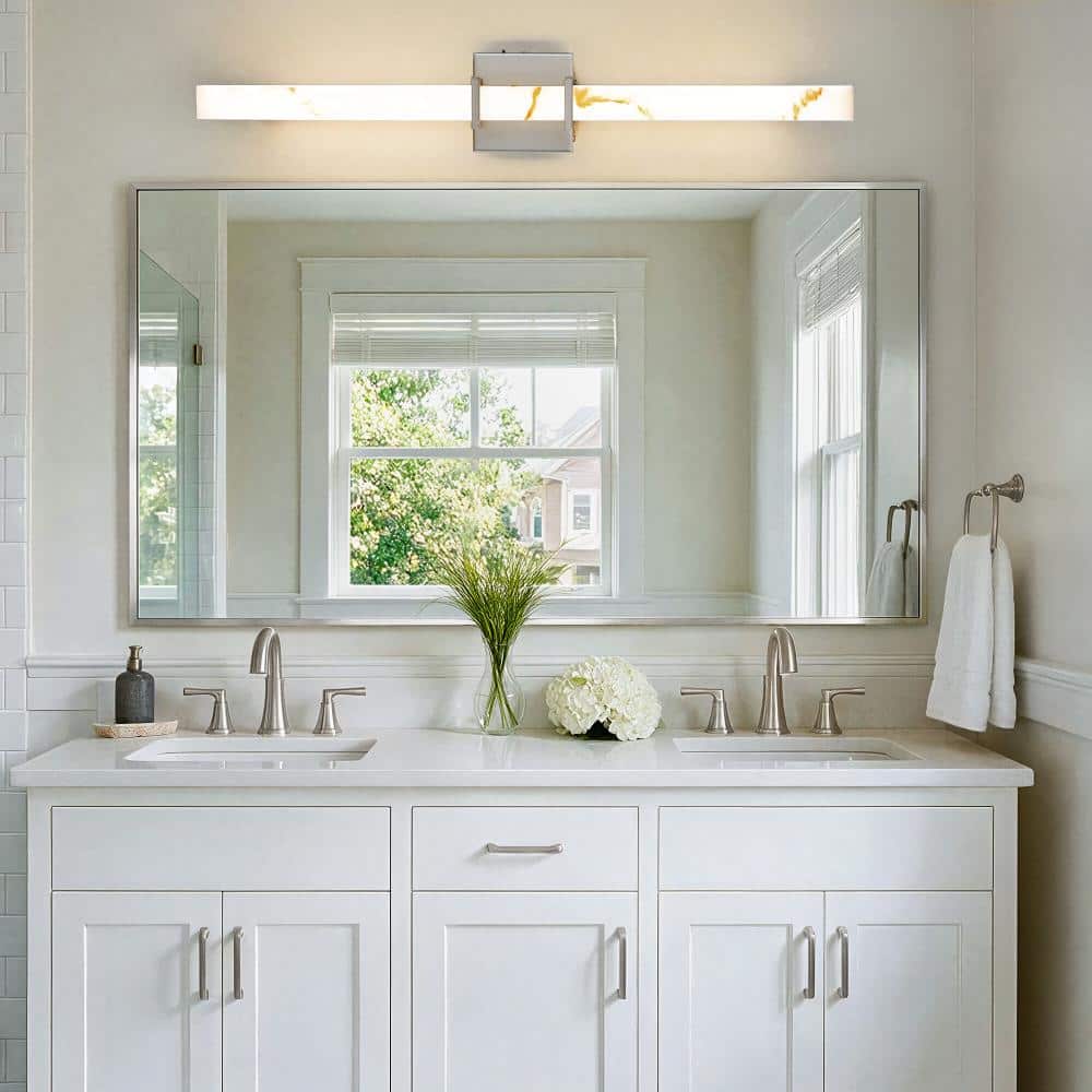 30 in. Linear Brushed Nickel Vanity Light,Wall Sconce with Faux Onyx Resin Shade price history on PriceWatchPro