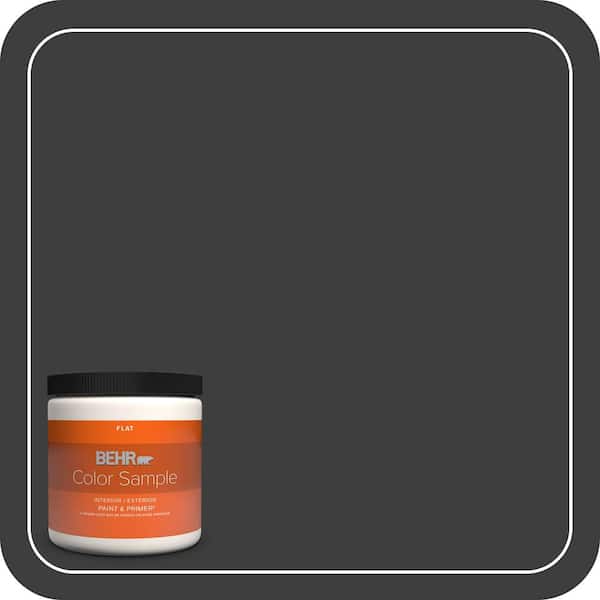 BEHR PREMIUM PLUS 8 oz. #N520-7 Carbon Flat Interior/Exterior Paint & Primer Color Sample
