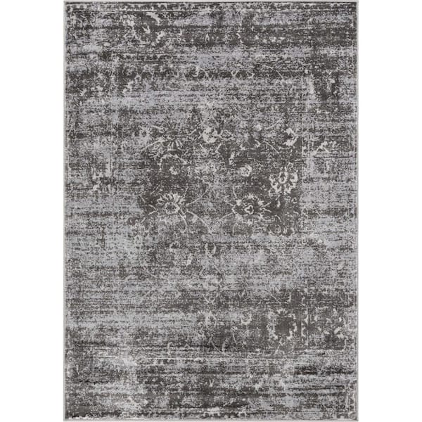 Well Woven Zazzle Thiva Vintage Oriental Floral Pattern Grey 3 ft. x 5 ft. Area Rug