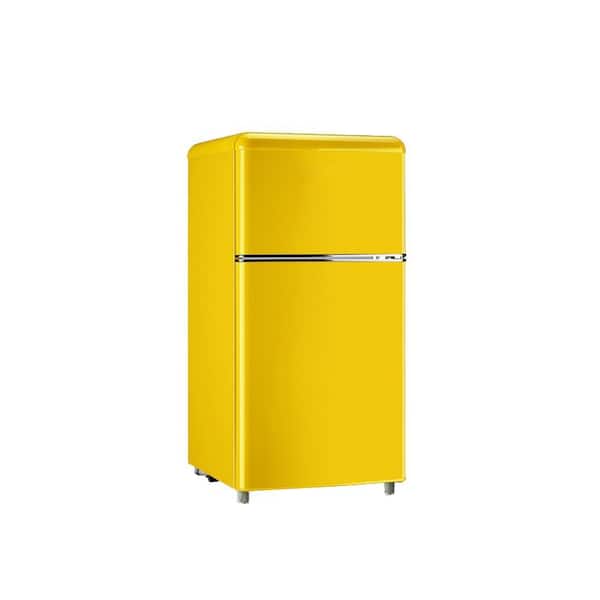 HOMLUX 2.5 cu. ft. Freezer Manual Defrost Upright Mini Upright Freezer in Yellow/Gold with Shelves