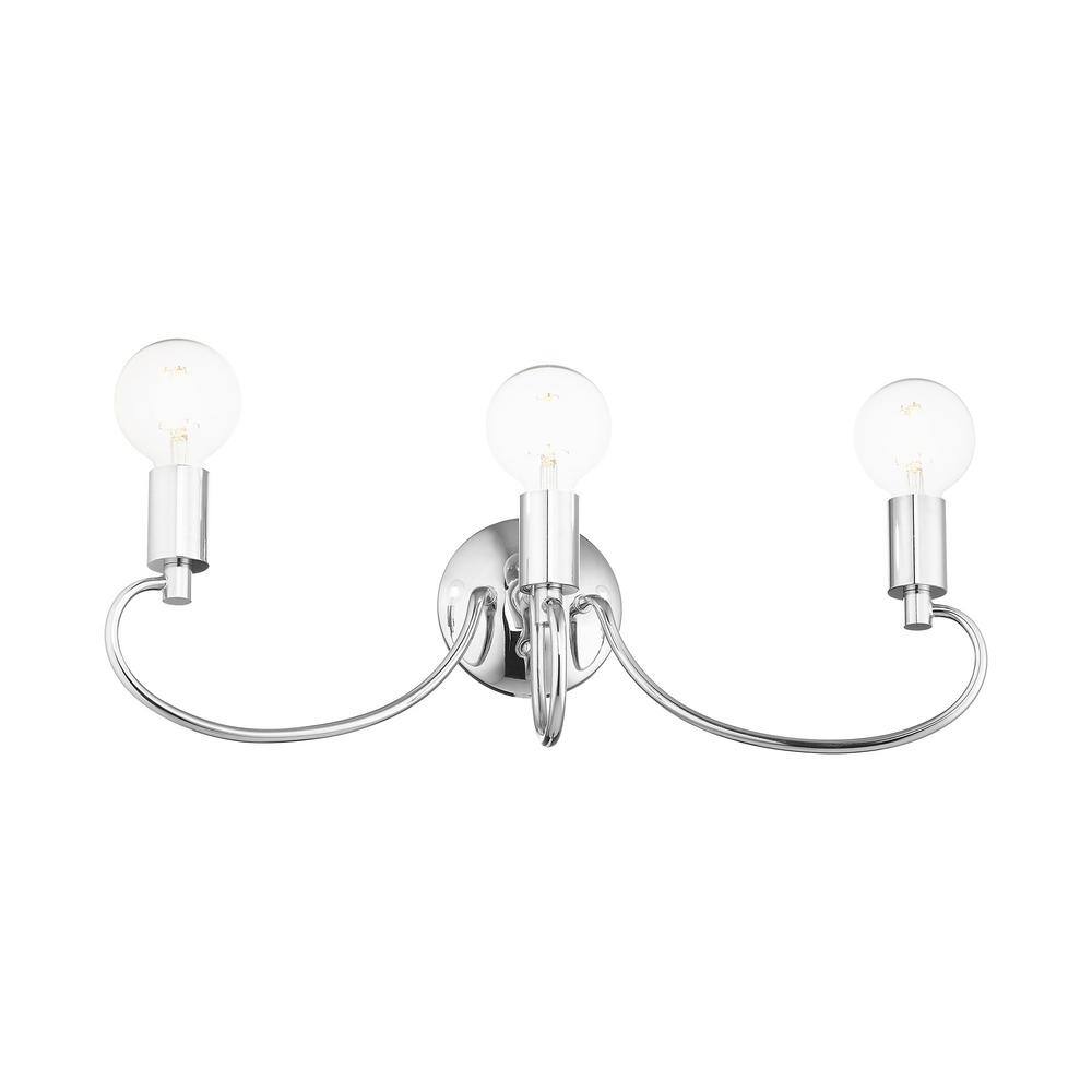 Bari Polished Chrome 3-Light Vanity Sconce with Dimmable Feature