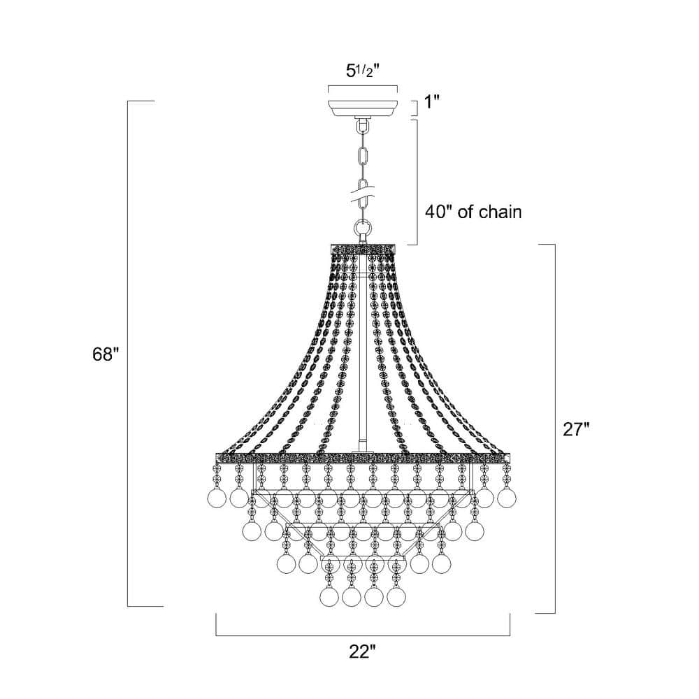 Edvivi Lighting Antique Black Finish 7-Light Empire Four Tier Chandelier with Crystals Hanging