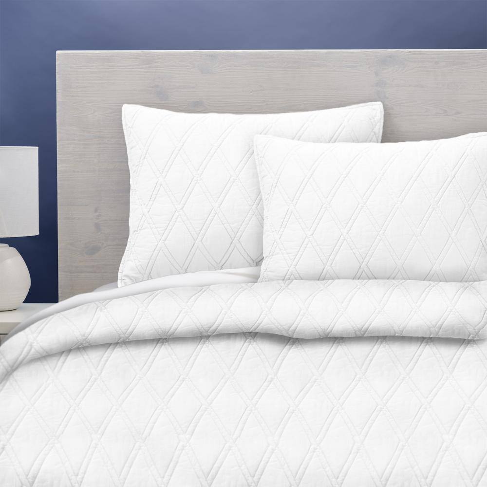 100% Cotton White Sateen King Coverlet Set