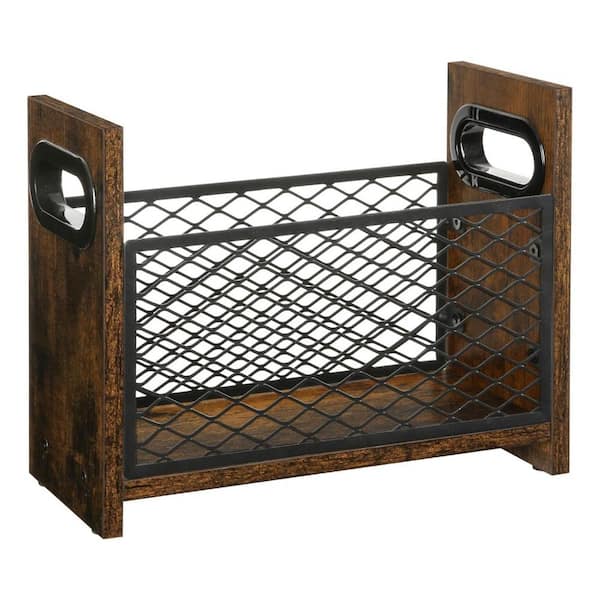 Black/Brown Farmhouse 3 outlet Tier Hanging Metal Magazine Rack Holder, 14