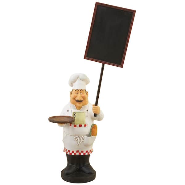 Litton Lane White Polystone Traditional Decorative Chalkboard Sign, 48 in. x 20 in. x 11 in.