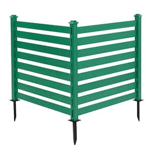 38 in. W x 46 in. H Green Outdoor No Dig Fence Poly Plastic Picket Fence Panel Decorative Garden Privacy Fence(4-Pack)