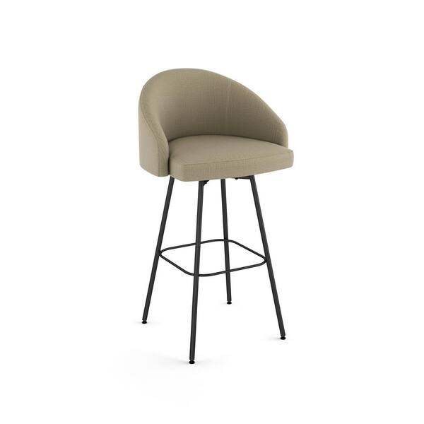 Amisco Nelly 26 in. Beige Fabric / Black Metal Swivel Counter Stool