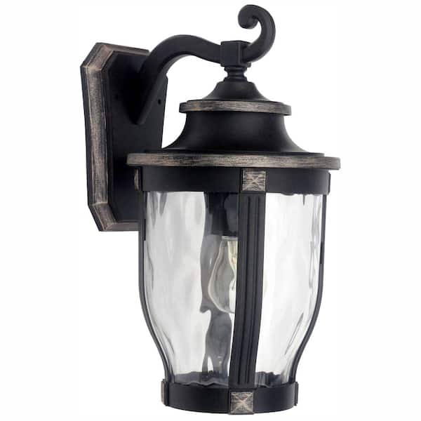McCarthy 18.5 in. 1-Light Hardwired Bronze Outdoor Wall Light Lantern Sconce with No Bulb Included