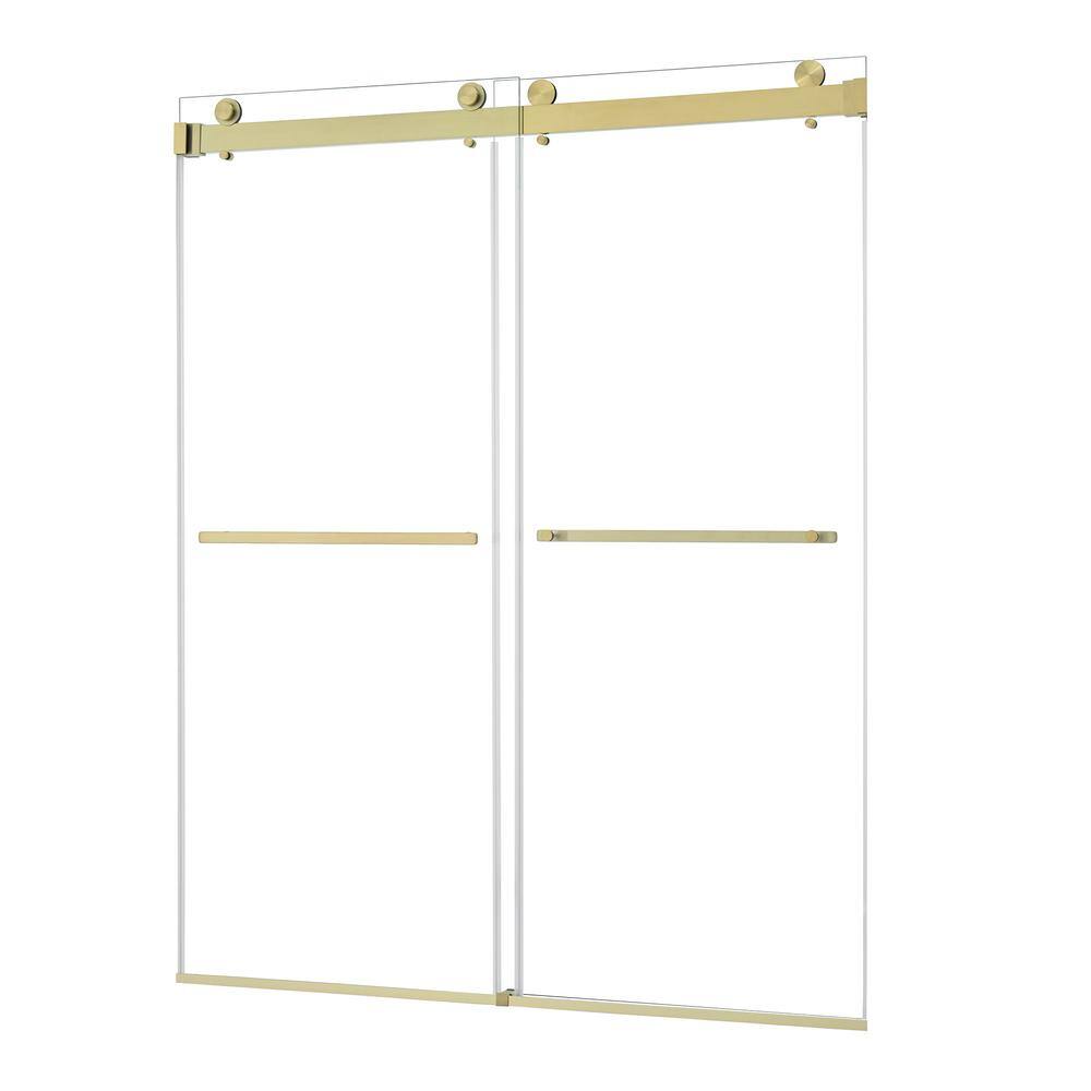 Bolani 60" Brushed Gold Frameless Glass Shower Door