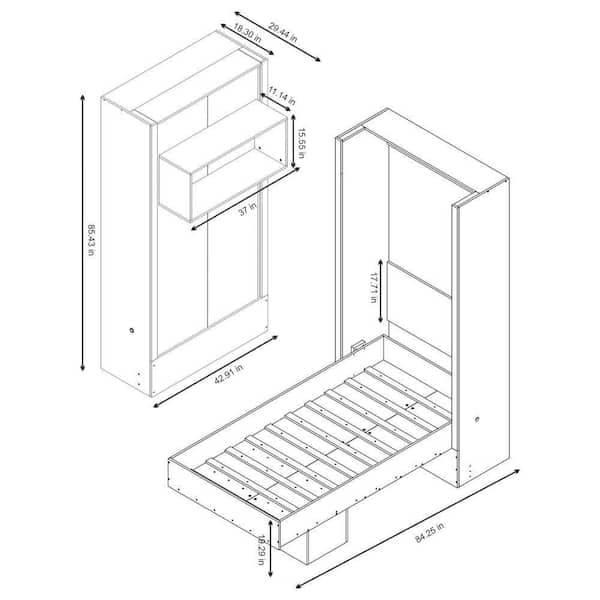 Oakland Living Easy-Lift White Wood Frame Twin Murphy Bed HDLILA