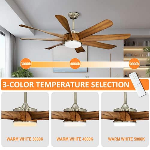 60 in. LED Indoor Brushed Nickel Ceiling Fan with Light Kit and Remote Control Lighting
