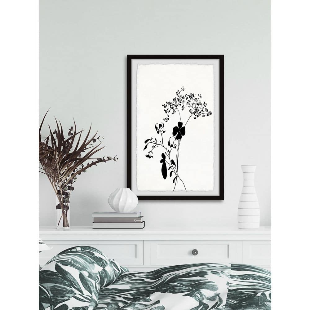 Black and White Floral Print Framed Wall Art