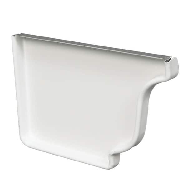 4 in. White Galvanized Steel K-Style Left-End Cap