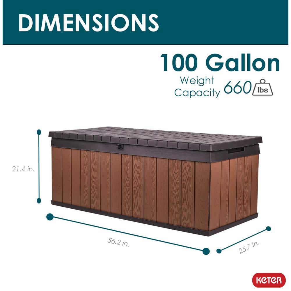 Darwin 100 Gallon Brown and Black Lockable Resin Deck Box